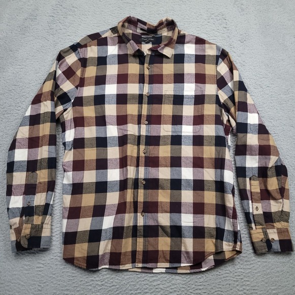 Banana Republic Mens XL Flannel Shirt Untucked Fit Plaid Long Sleeve Button Down - Picture 1 of 5